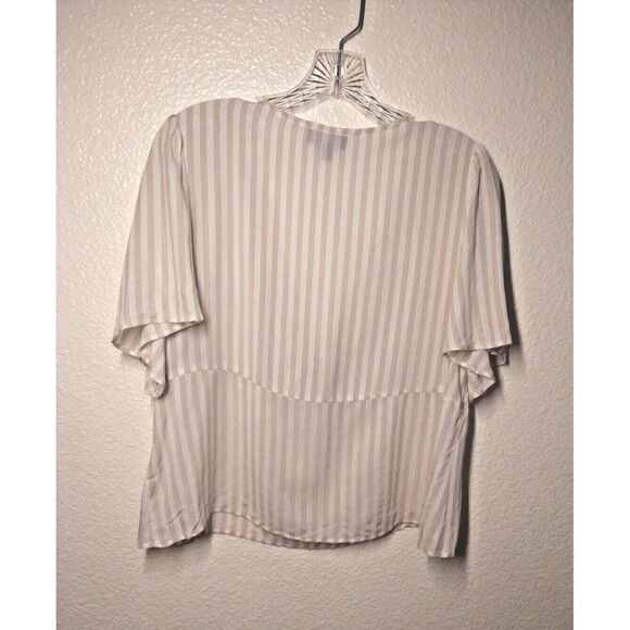 Lucy Paris Beige And White Striped 100% Viscous Blouse Large - Picture 10 of 10